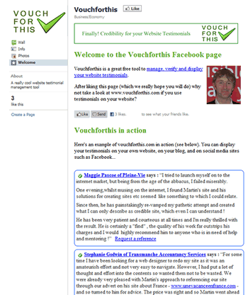 Displaying your testimonials on Facebook
